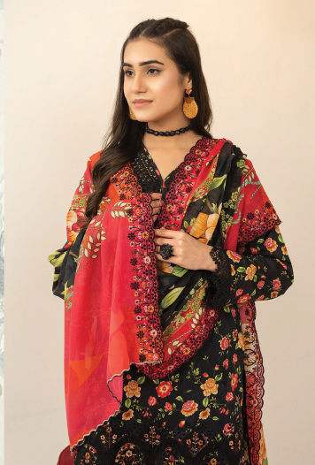 Three-Piece Lawn Digital Printed & Embroidered Suit