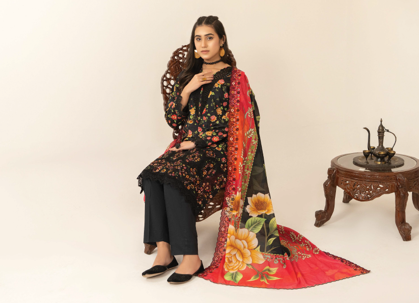 Three-Piece Lawn Digital Printed & Embroidered Suit - Image 3