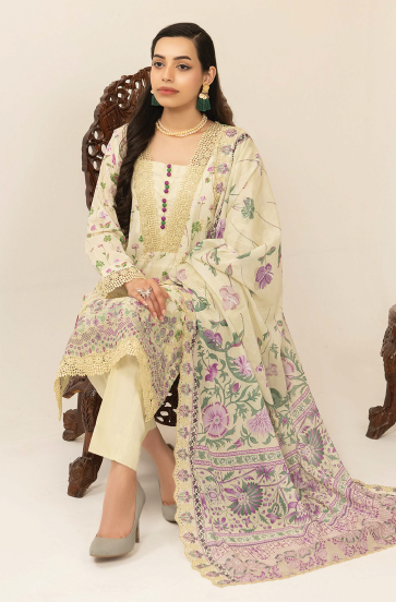Three-Piece Lawn Digital Printed & Embroidered Suit - Image 4