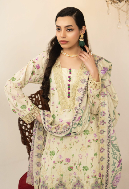 Three-Piece Lawn Digital Printed & Embroidered Suit - Image 3