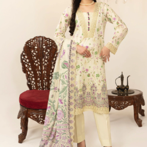 Three-Piece Lawn Digital Printed & Embroidered Suit