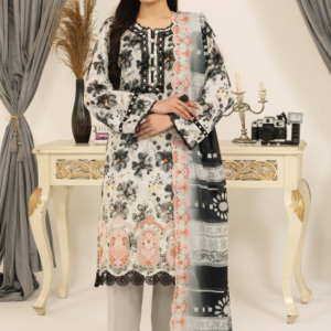 Three-Piece Lawn Digital Printed & Embroidered Suit