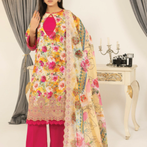 Three-Piece Lawn Digital Printed & Embroidered Suit