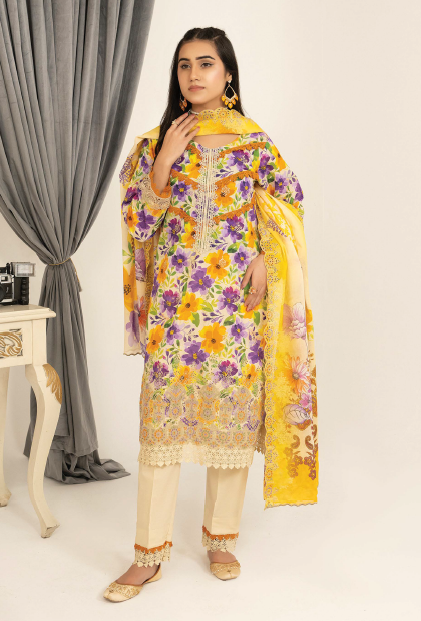 Three-Piece Lawn Digital Printed & Embroidered Suit - Image 4
