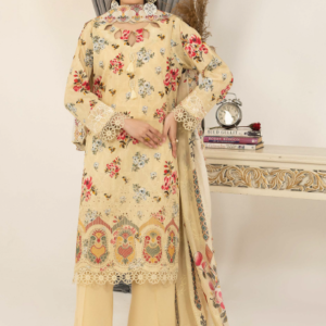 Three-Piece Lawn Digital Printed & Embroidered Suit