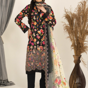 Three-Piece Lawn Digital Printed & Embroidered Suit