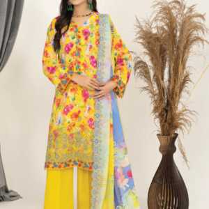 Three-Piece Lawn Digital Printed & Embroidered Suit