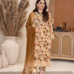 Three-Piece Digital Printed Lawn & Chiffon Suit – Modern & Trendy