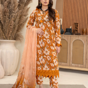 Three-Piece Digital Printed Lawn & Chiffon Suit – Modern & Trendy