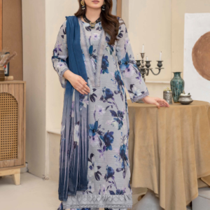 Three-Piece Digital Printed Lawn & Chiffon Suit – Modern & Trendy
