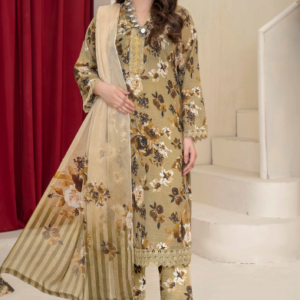 Three-Piece Digital Printed Lawn & Chiffon Suit – Modern & Trendy