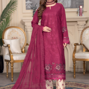 Three-Piece Lawn & Chiffon Embroidered Suit – Graceful & Elegant
