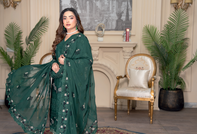 Three-Piece Lawn & Chiffon Embroidered Suit โ Graceful & Elegant - Image 2