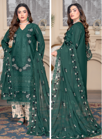 Three-Piece Lawn & Chiffon Embroidered Suit โ Graceful & Elegant