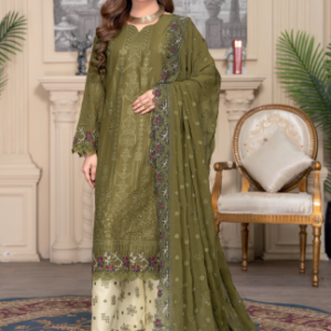 Three-Piece Lawn & Chiffon Embroidered Suit – Graceful & Elegant