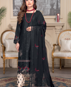 Three-Piece Lawn & Chiffon Embroidered Suit – Graceful & Elegant