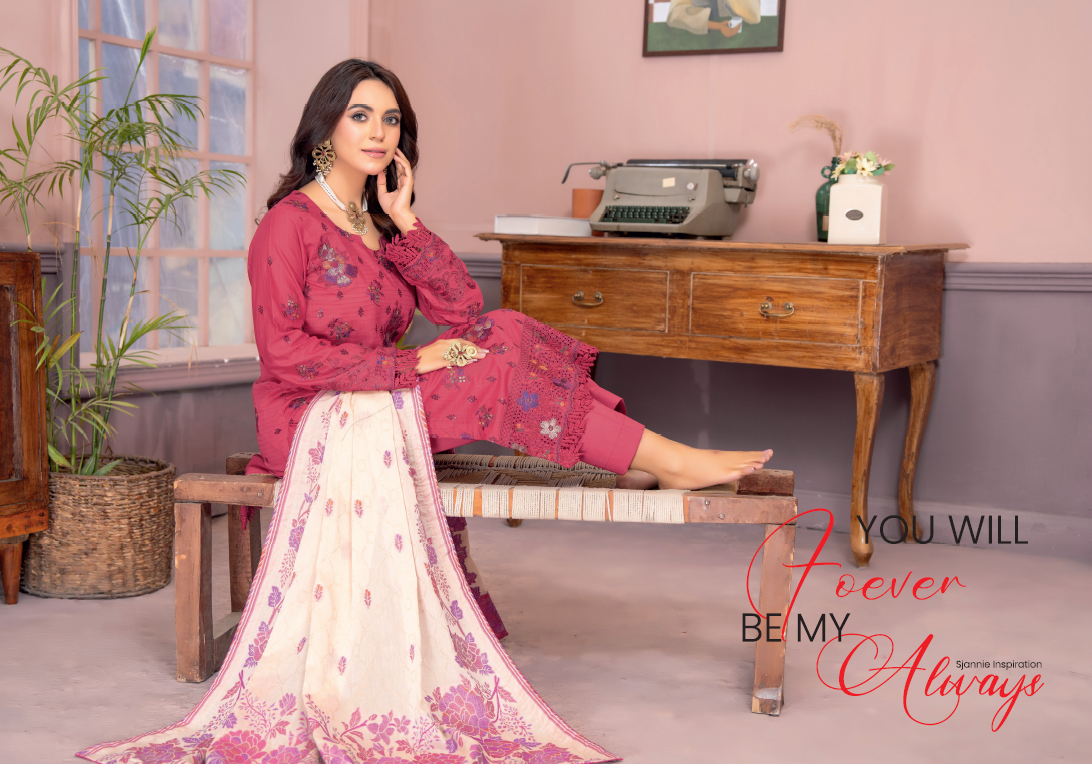 Three-Piece Lawn & Chiffon Jacquard Embroidered Suit โ Premium Look - Image 3