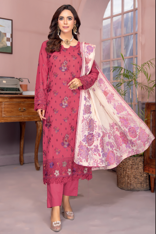 Three-Piece Lawn & Chiffon Jacquard Embroidered Suit โ Premium Look - Image 4