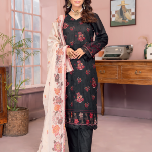 Three-Piece Lawn & Chiffon Jacquard Embroidered Suit – Premium Look