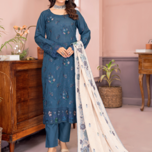 Three-Piece Lawn & Chiffon Jacquard Embroidered Suit – Premium Look