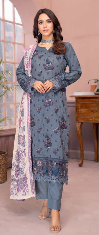 Three-Piece Lawn & Chiffon Jacquard Embroidered Suit โ Premium Look - Image 3