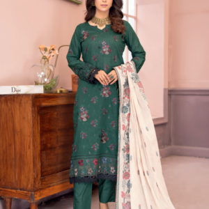 Three-Piece Lawn & Chiffon Jacquard Embroidered Suit – Premium Look